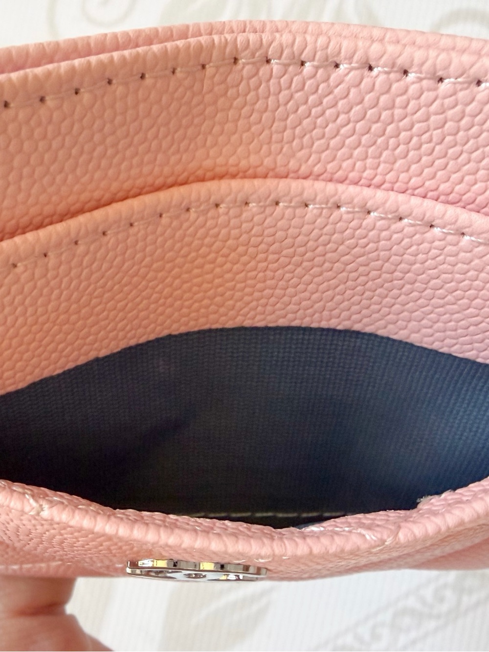 CHANEL Pastel Pink Quilted Card Sleeve with Silver CC - Picture 7 of 8